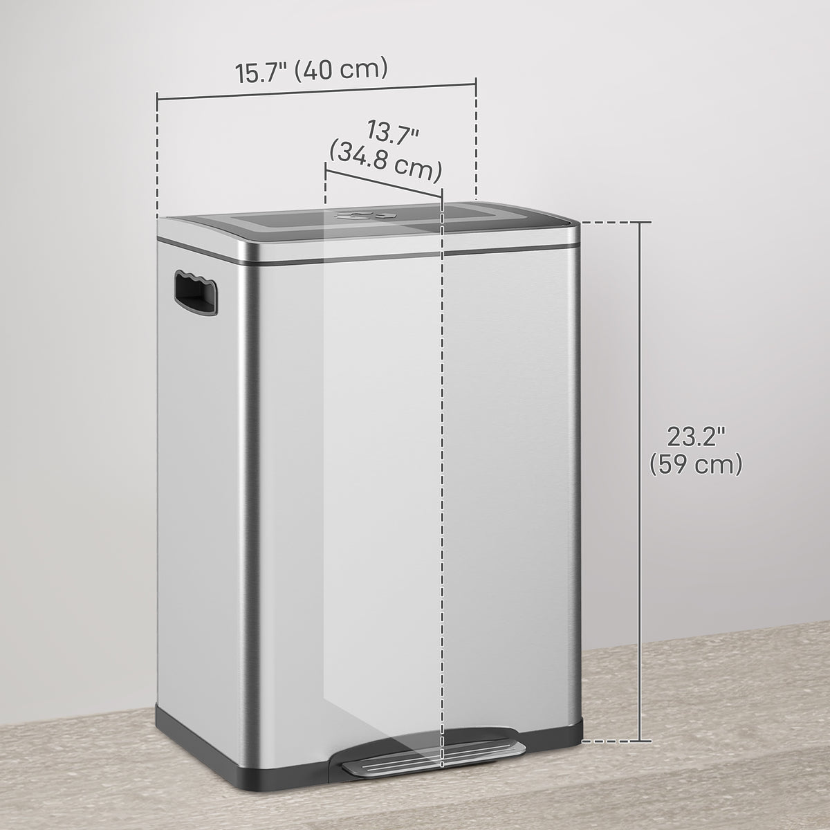 2x5.3 gal (2x20 L) Garbage Bin, Stainless Steel Garbage Can with Soft-Close Lid and Removable Inner – view 9