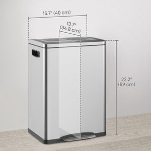 2x5.3 gal (2x20 L) Garbage Bin, Stainless Steel Garbage Can with Soft-Close Lid and Removable Inner – view 9