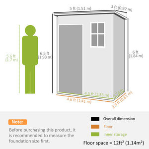5 x 3FT Garden Shed with Floor, Outdoor Storage Shed with Lockable Door, Window and Vent for Backyard – view 2