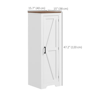 Farmhouse Accent Cabinet with Adjustable Shelf Barn Door Storage Cabinet for Living Room Floor Pantry Cabinet White