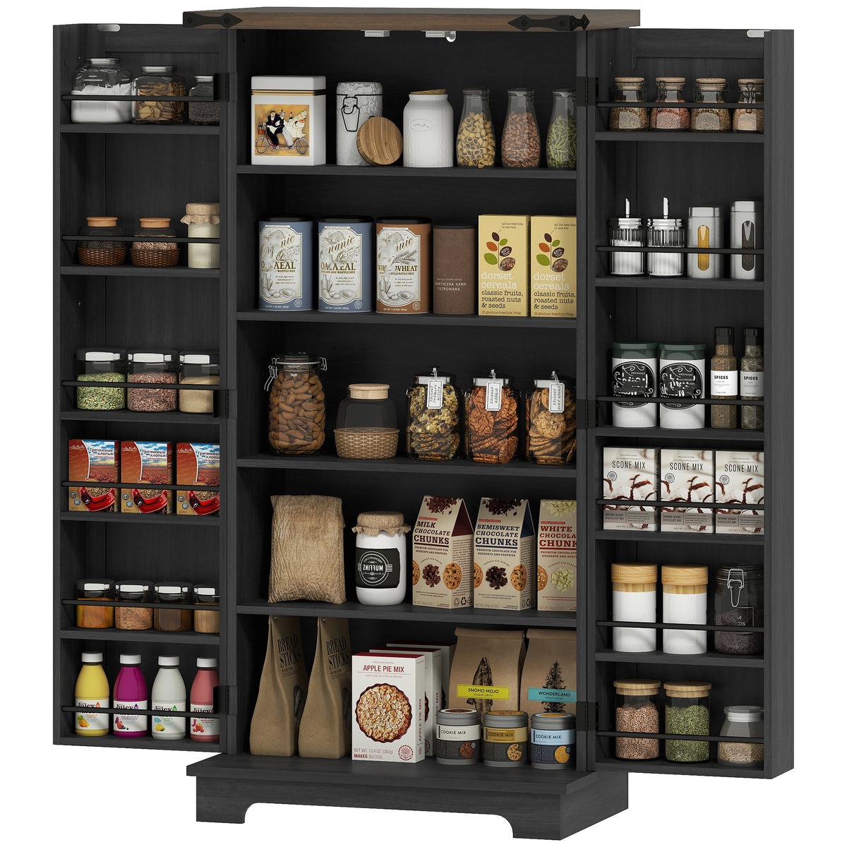 47" Kitchen Pantry Storage Cabinet, Farmhouse Kitchen Pantry Cabinet with Adjustable Shelves and Door – view 2