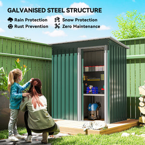 5 x 3 FT Outdoor Storage Shed with Sliding Door and Sloped Roof, Steel Frame Garden Shed Tool Equipment – view 10