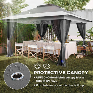 11.7' x 11.7' Pop Up Canopy Tent with Netting, UPF50+ Instant Sun Shelter with Wheeled Carry Bag and Sand Bags