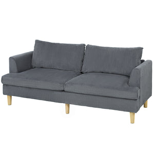 3 Seater Sofa, 74" Modern Corduroy Upholstered Couch with Thick Spring Cushions, Solid Wood Legs, Armrests – view 8