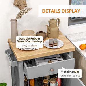 Kitchen Cart on Wheels, Rolling Kitchen Island Cart with Wood Top, Towel Rack – view 5