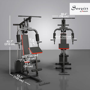 Soozier Home Gym Equipment Weight Training Machine, Multifunction Workout Machine with 143lbs Weight Stack for Full Body Workout and Strength Training