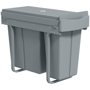 Pull Out Garbage Bin for Kitchen, 7.9 Gallon (30 L) Under Sink Garbage Can, 2 Removable Compartments, Grey