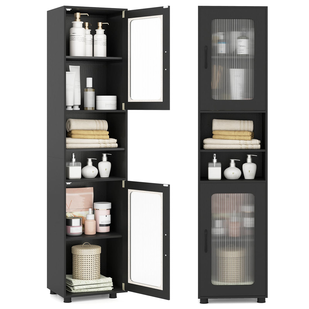 Tall Bathroom Storage Cabinet 67 Inches Freestanding Storage Organizer-Black view 4