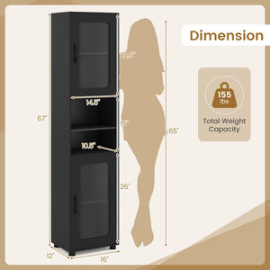 Tall Bathroom Storage Cabinet 67 Inches Freestanding Storage Organizer-Black view 5