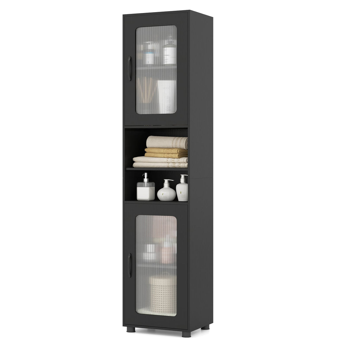 Tall Bathroom Storage Cabinet 67 Inches Freestanding Storage Organizer-Black view 7