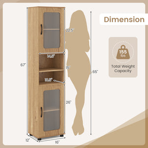 Tall Bathroom Storage Cabinet 67 Inches Freestanding Storage Organizer-Natural view 5