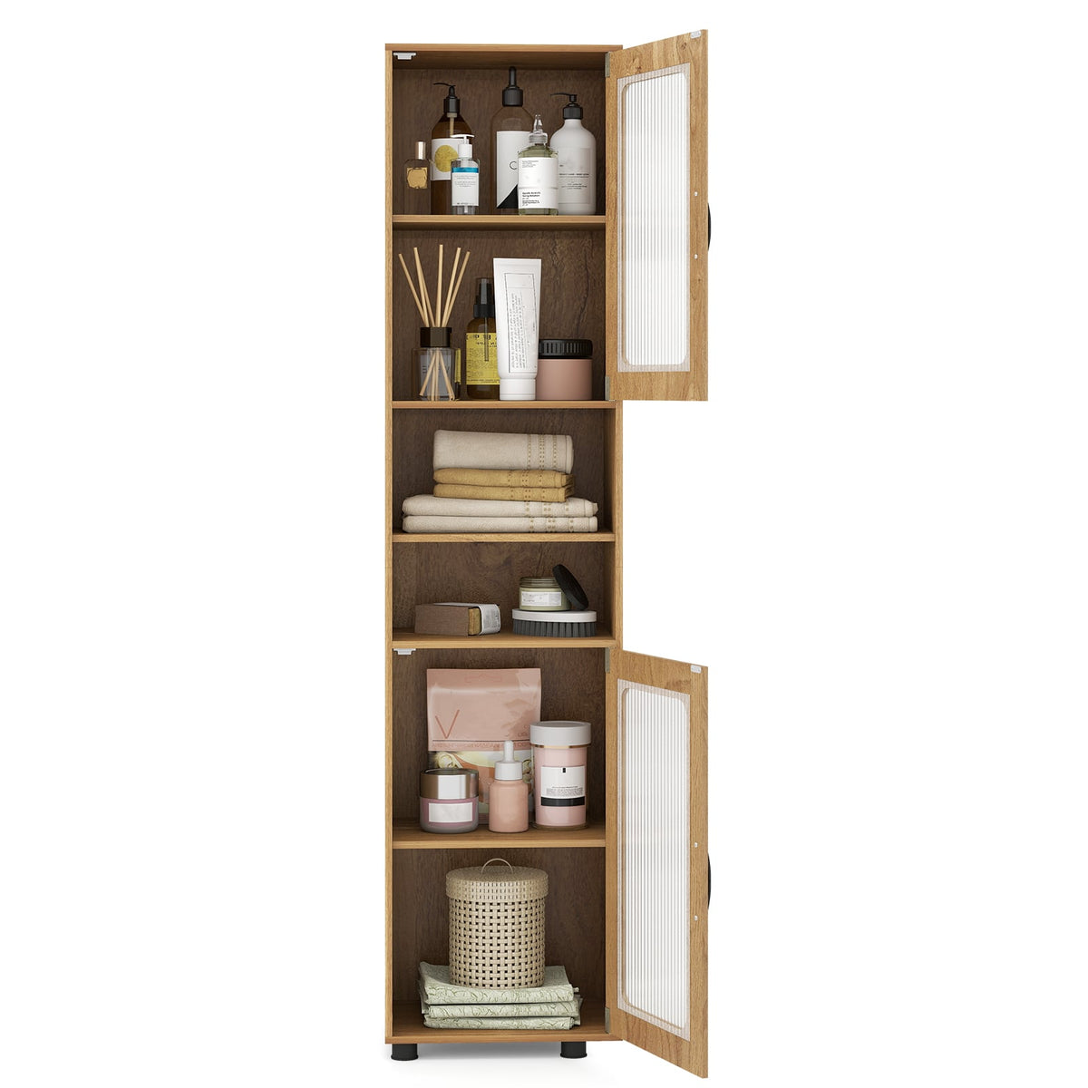Tall Bathroom Storage Cabinet 67 Inches Freestanding Storage Organizer-Natural view 6