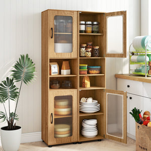 Tall Bathroom Storage Cabinet 67 Inches Freestanding Storage Organizer-Natural view 8