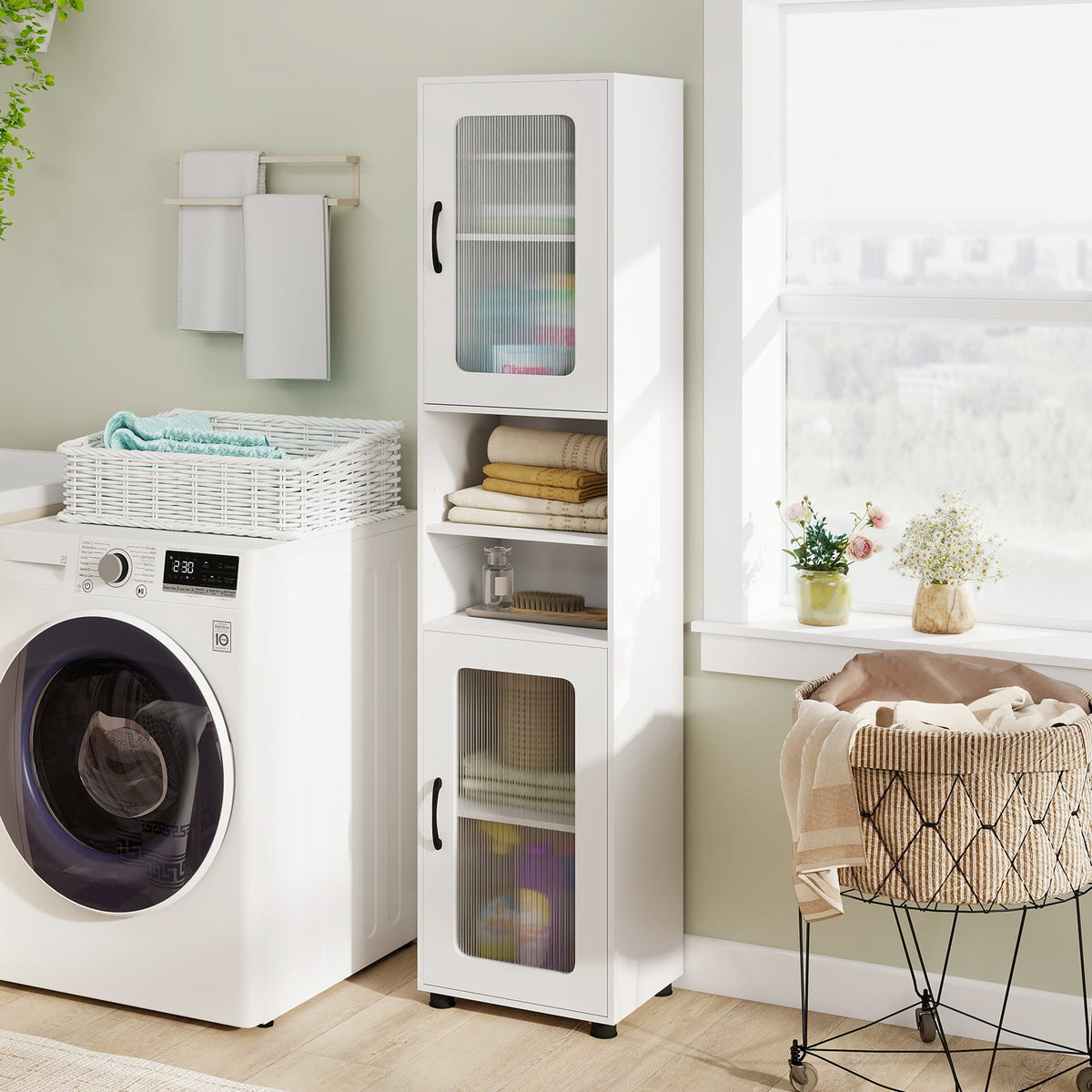 Tall Bathroom Storage Cabinet 67 Inches Freestanding Storage Organizer-White view 3