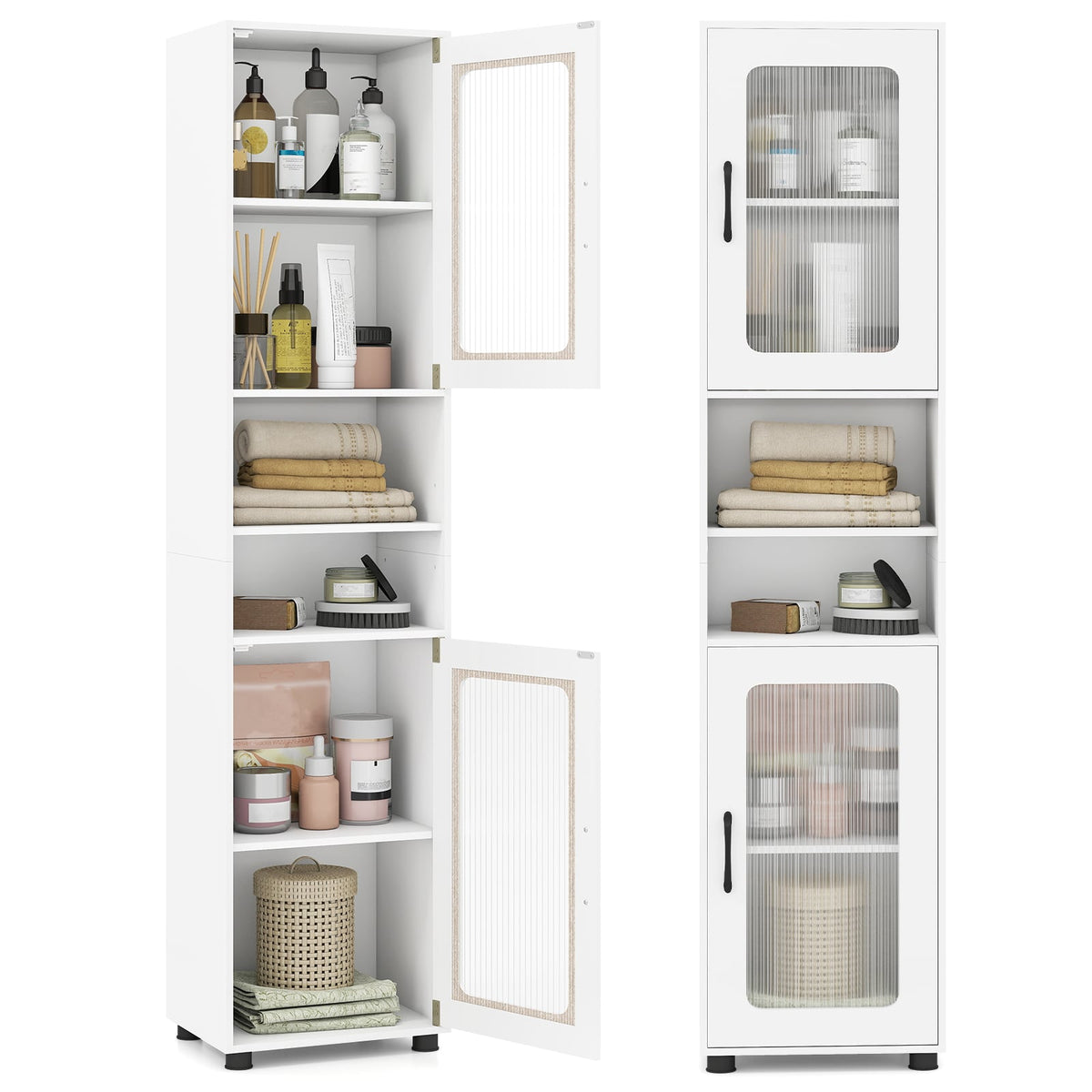 Tall Bathroom Storage Cabinet 67 Inches Freestanding Storage Organizer-White view 4