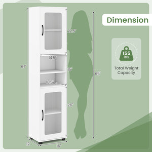 Tall Bathroom Storage Cabinet 67 Inches Freestanding Storage Organizer-White view 5