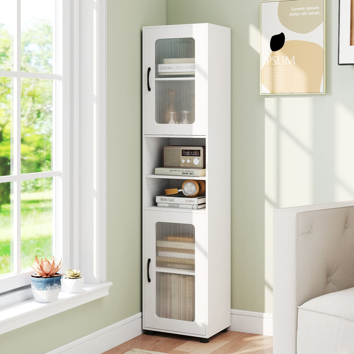 Tall Bathroom Storage Cabinet 67 Inches Freestanding Storage Organizer-White view 9