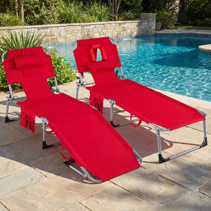 Tanning Chair with Face Arm Holes Folding Chair-Red view 3
