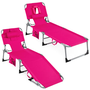 Tanning Chair with Face Arm Holes Folding Chair-Pink view 4