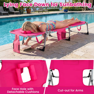Tanning Chair with Face Arm Holes Folding Chair-Pink view 7