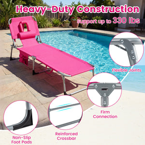 Tanning Chair with Face Arm Holes Folding Chair-Pink view 8