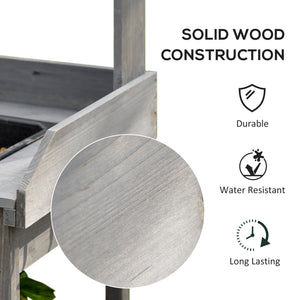 Potting Bench Table Garden Work Bench Workstation with Drawer, Removable Sink, Storage Shelves and Hooks for Patio, Courtyards, Balcony