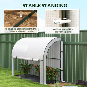 Walk-in Lean-to Greenhouse, Outdoor Gardening Green House with Zipper Roll-up Doors and Window – view 6