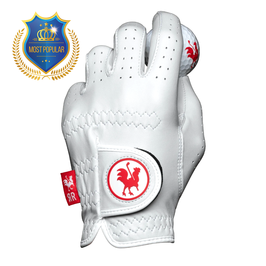 The Feather - Red Rooster Golf AAA Cabretta Leather Golf Glove, pearl-white leather