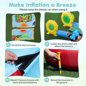 Tiger Inflatable Water Park Obstacle Bounce House with 2 Blower view 9