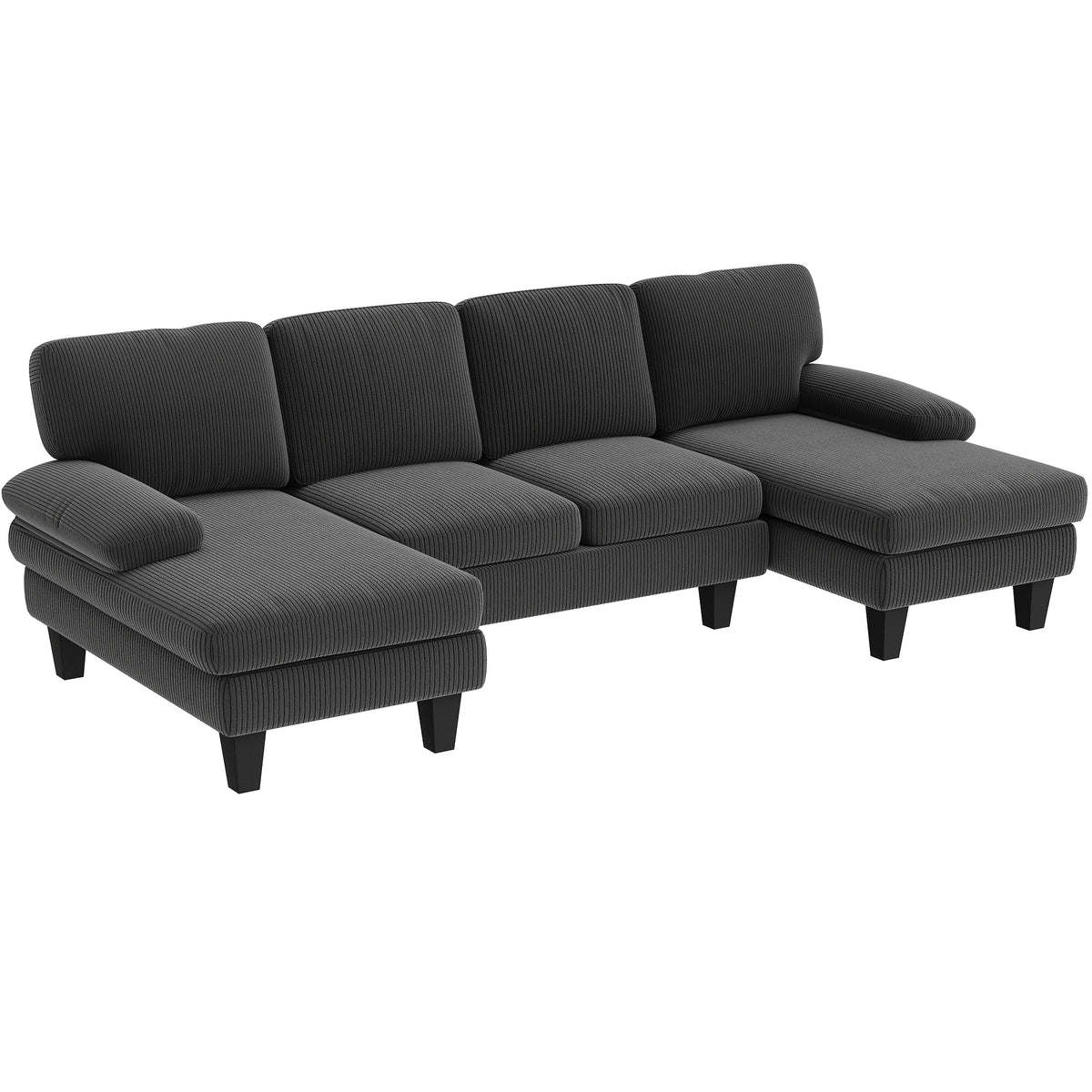 Sectional Sofa, U Shaped Couch with Double Chaise, Pillow-top Armrests and Spring Cushions – view 8