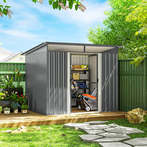 8.5' x 6' Small Gardening Shed Lockable Steel Utility Storage Outdoor Backyard Garden for Gardeners, Grey – view 21