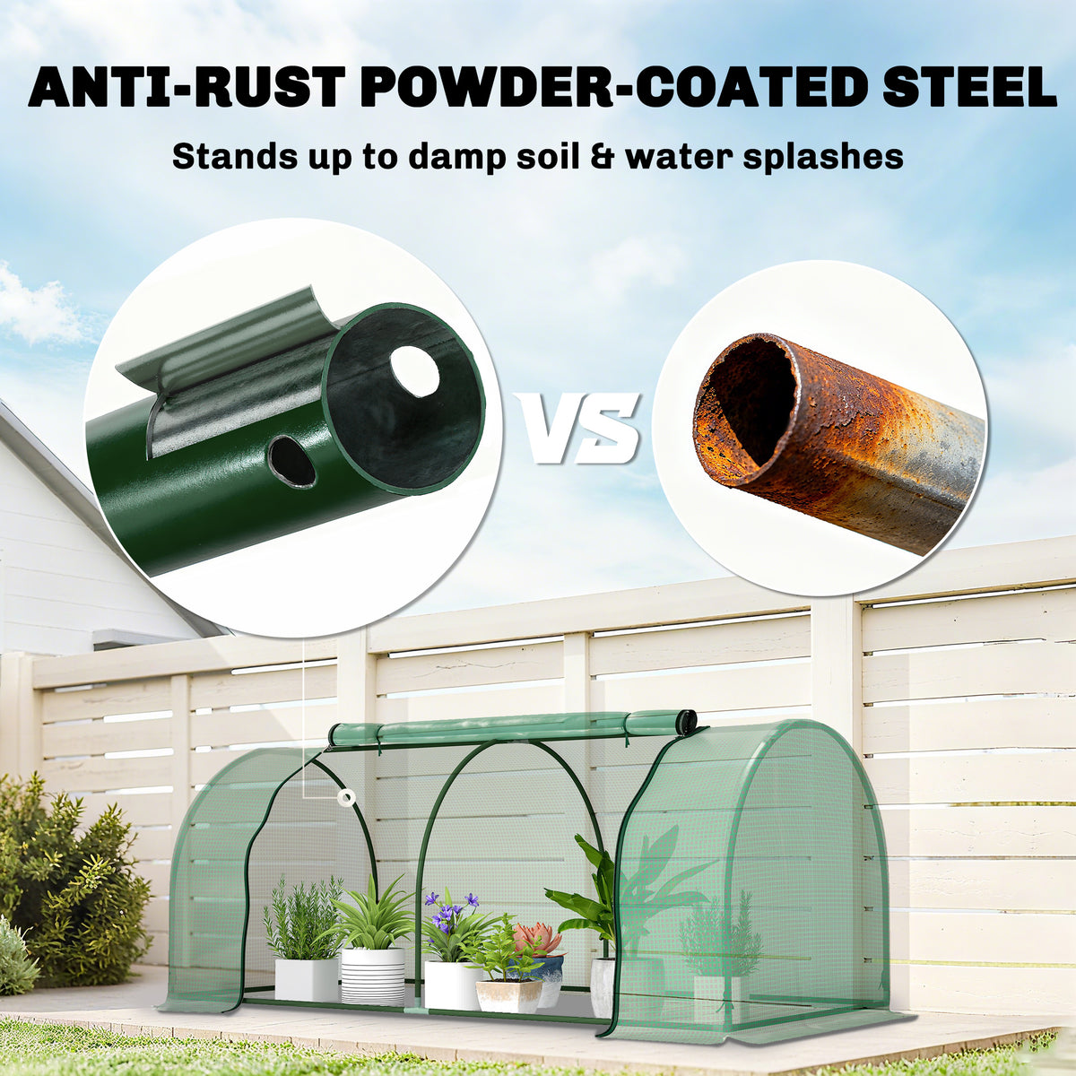 8' x 3' x 2.6' Mini Greenhouse Portable Hot House for Plants with Zippered Doors for Outdoor, Indoor – view 11