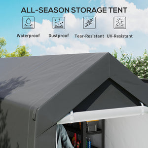 7' x 12' Outdoor Storage Shed Portable Garage with Roll-up Door for Motorcycle, Bike, Garden Tools, Beige – view 10
