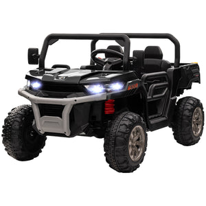 Aosom 12V Ride on Car with Electric Bucket, Two-Seater, Shovel, Remote Control, Spring Suspension, Horn, Music