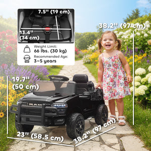 Qaba 12V Ride on Car, Licensed Dodge RAM 3500 Electric Vehicle with Remote Control, Suspension for 3-5 Years
