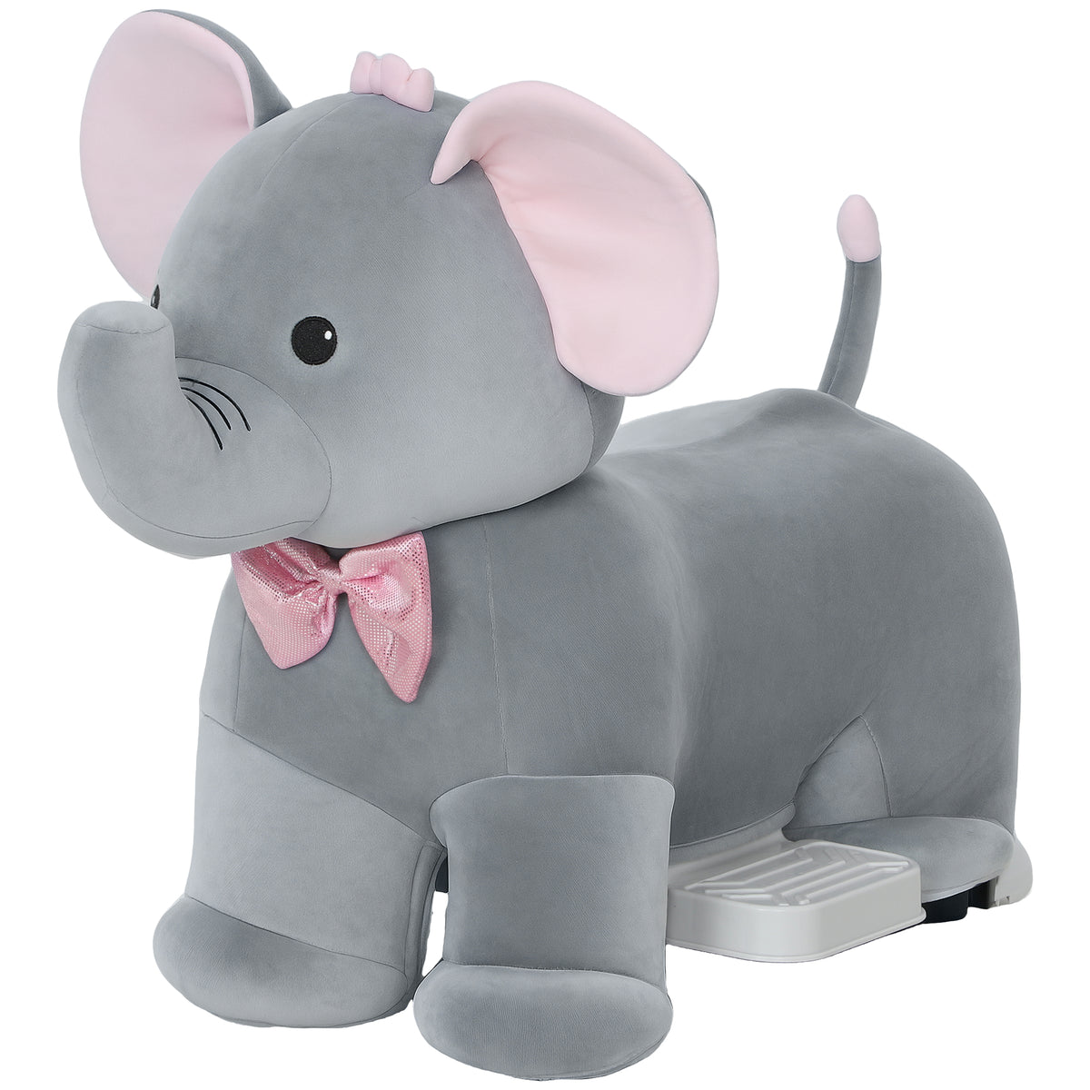 Qaba 6V Kids Ride on Toy, Ride on Horse Elephant with Music, Soft Touch, Silent PU Wheels, Forward, for 1.5-5 Years