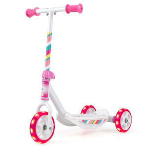 Toddlers Kick Scooter with LED Light-Up Wheels and Wide Anti-Slip Deck for Boys and Girls-Pink view 4