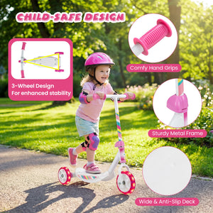 Toddlers Kick Scooter with LED Light-Up Wheels and Wide Anti-Slip Deck for Boys and Girls-Pink view 7