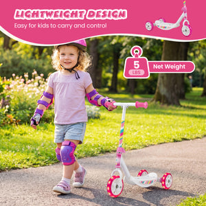 Toddlers Kick Scooter with LED Light-Up Wheels and Wide Anti-Slip Deck for Boys and Girls-Pink view 9