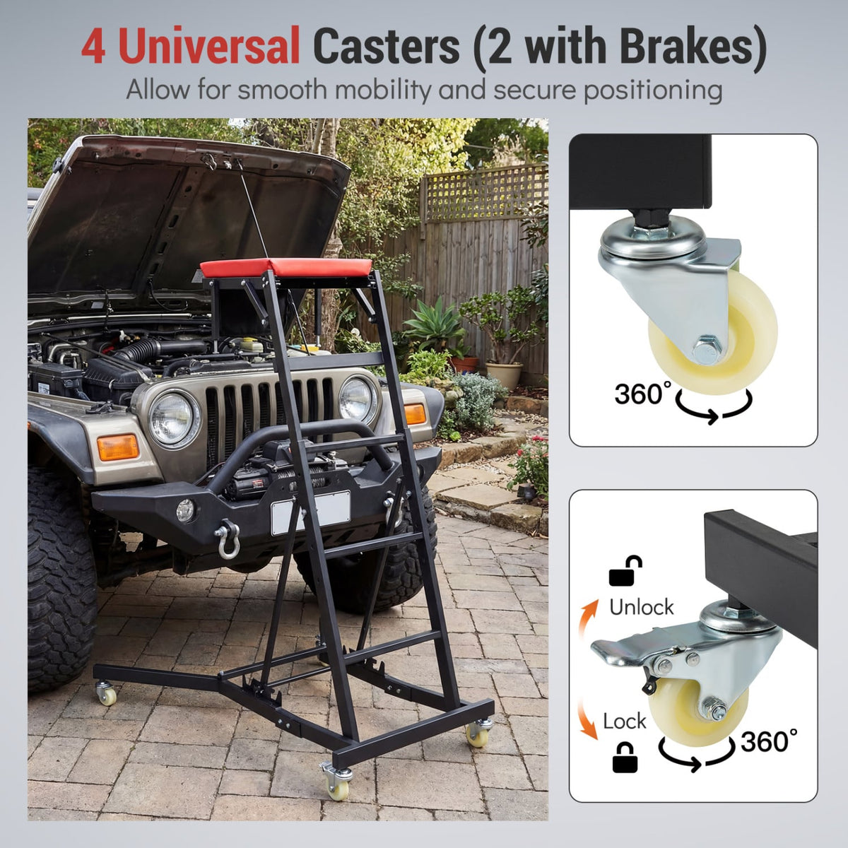 Topside Automotive Engine Creeper with 400 Pounds Capacity 42-69 Inches view 6