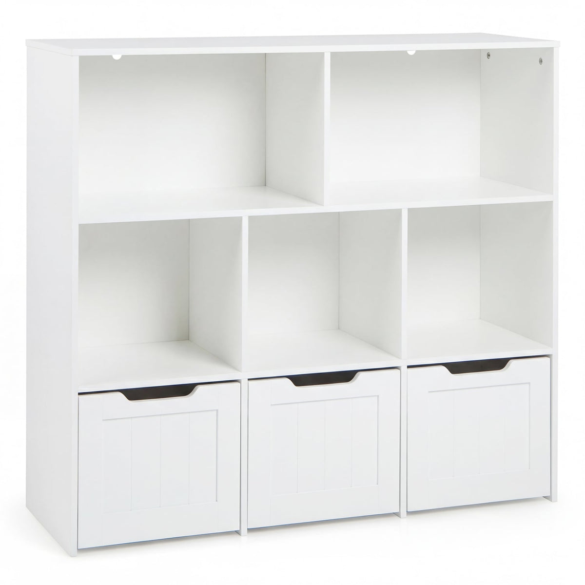 Toy Storage Organizer with 3 Movable Drawers and 5 Open Cubbies for Playroom-White view 4
