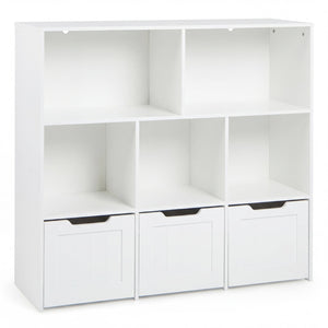 Toy Storage Organizer with 3 Movable Drawers and 5 Open Cubbies for Playroom-White view 4
