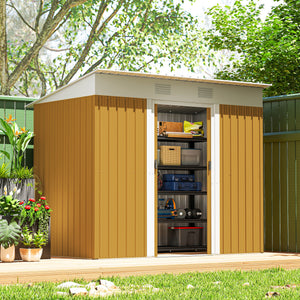 6' x 4' Outdoor Storage Shed, Metal Garden Tool Storage House Organizer with Lockable Sliding Doors and – view 42