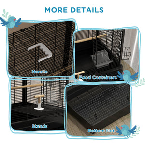 22" Bird Cage for Budgie Finches Canaries Love Birds with Wooden Stands, Slide-Out Tray, Handles – view 6