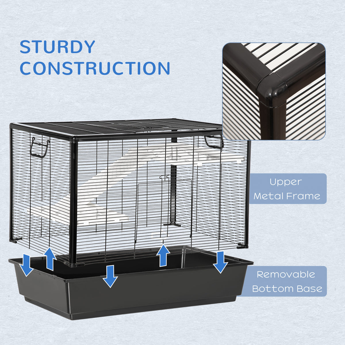 3-tier Hamster Cage, Guinea Pig Cage, Pet Chinchillas Play House Indoor with Accessories Food Dish Water – view 5