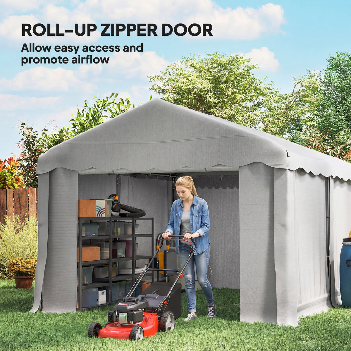 20' x 10' Portable Shed, Outdoor Storage Shed Tent with Roll-up Zipper Door and Removable Sidewalls – view 13