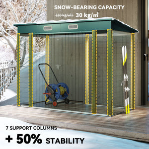 8 x 4FT Galvanized Garden Storage Shed, Metal Outdoor Shed with Double Doors and 2 Vents, Oak – view 11