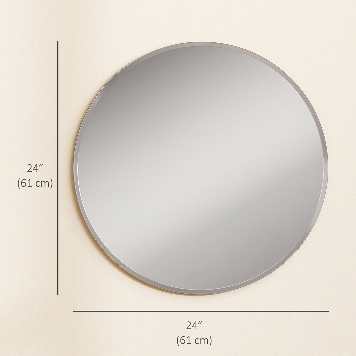 24" Decorative Wall Mirror for Bedroom Living Room, Modern Round Bathroom Mirror for Home Decor, Black – view 9