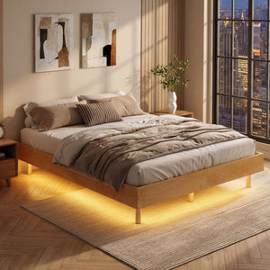Twin/Full/Queen Size Floating Bed Frame with LED Lights for Bedroom-Full view 5