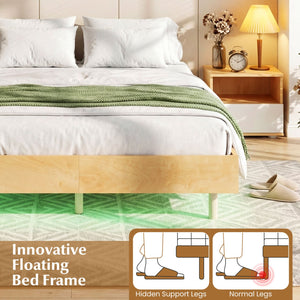 Twin/Full/Queen Size Floating Bed Frame with LED Lights for Bedroom-Full view 9